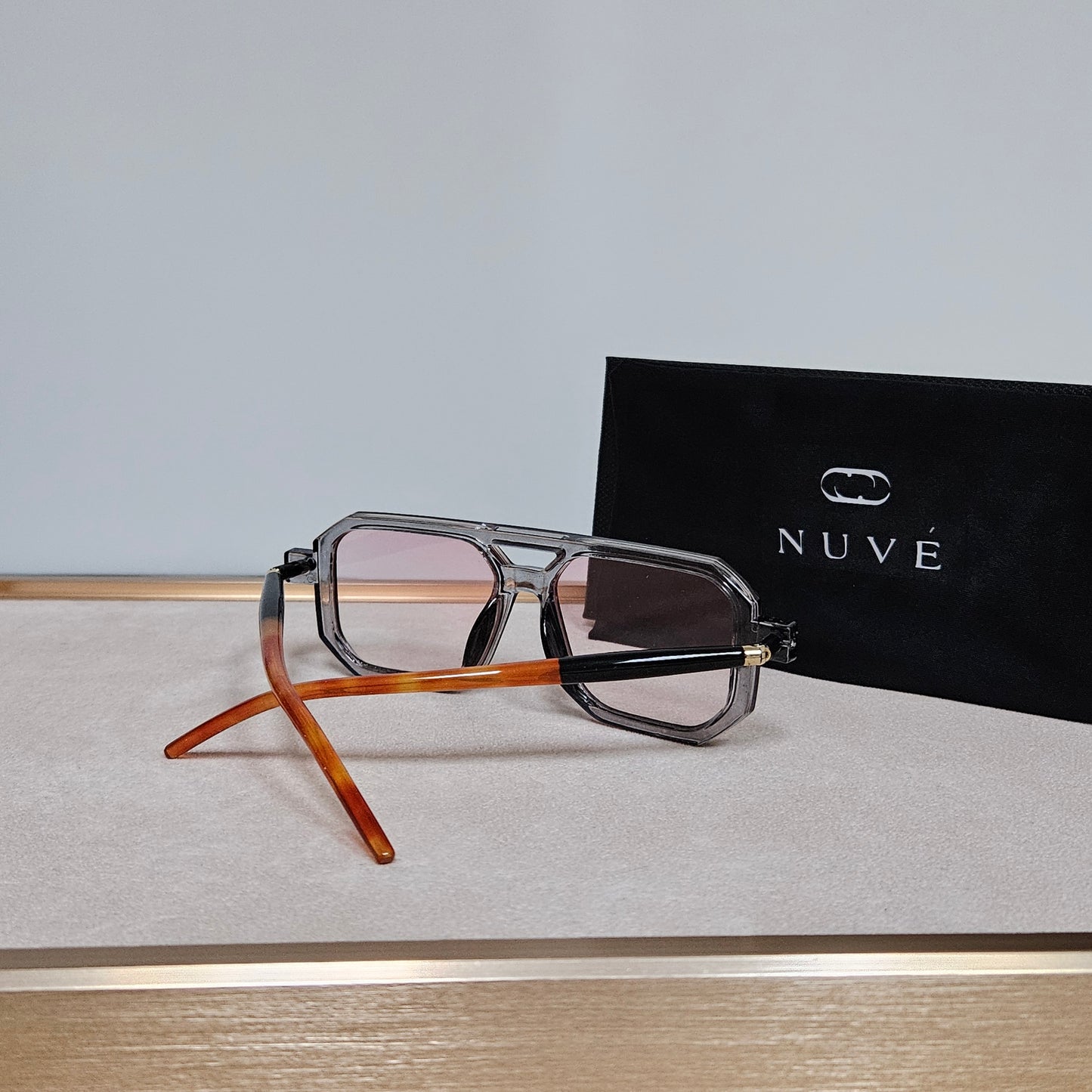 Nuvé Edge Acetate Gray Sunglasses – Oversized Square