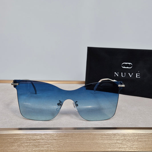 NUVÉ Blue Rimless Gradient Sunglasses
