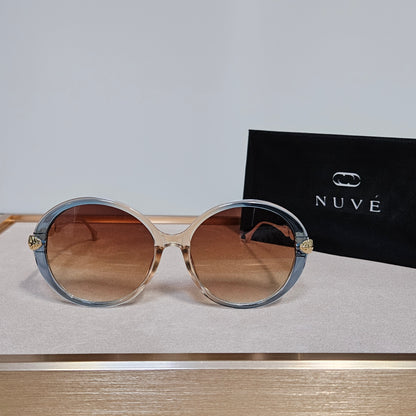 Nuvé Muse Round Acetate Sunglasses – Gold Leaf Temple