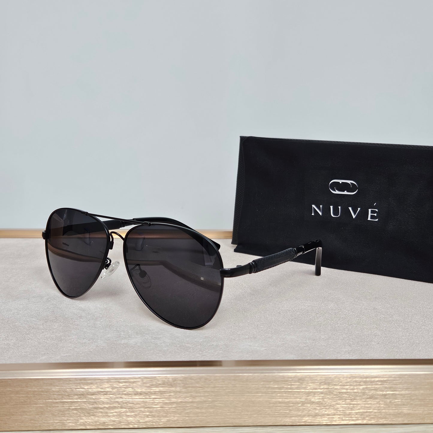 Jet by Nuvé Eyewear – Black Aviator Sunglasses