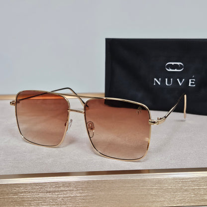 Nuvé Horizon Rose Gold Square Metal Sunglasses – Gradient Lenses