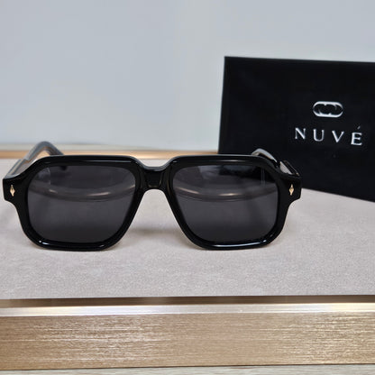 Nuvé Noir Classic – Black Square Sunglasses 55-17-150