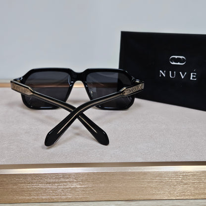 Nuvé Noir Classic – Black Square Sunglasses 55-17-150