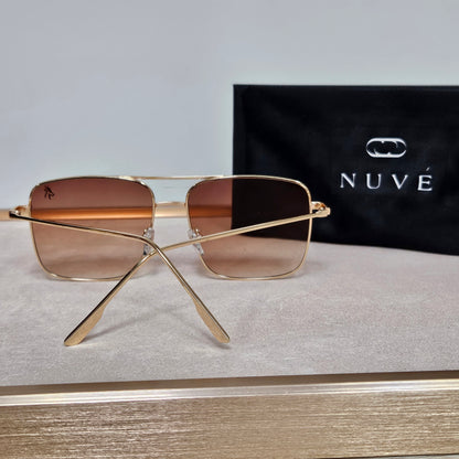 Nuvé Horizon Rose Gold Square Metal Sunglasses – Gradient Lenses