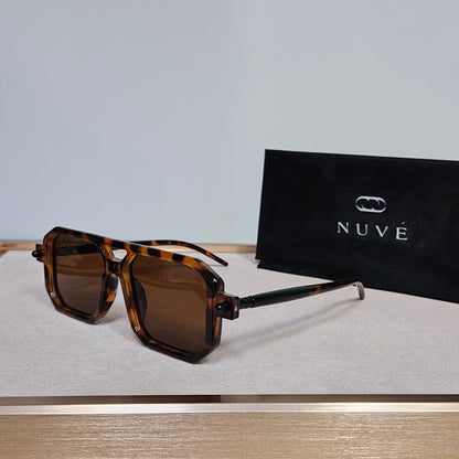 Nuvé Edge Tortoise Acetate Sunglasses – Oversized Square