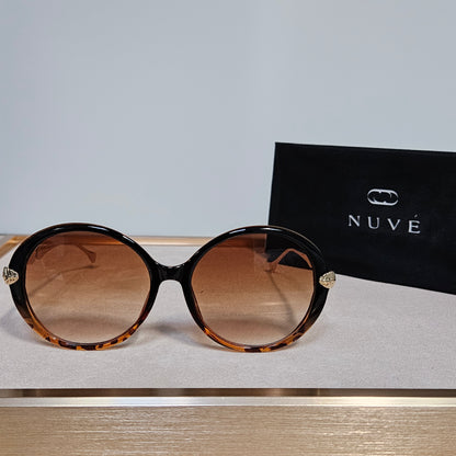 Nuvé Muse Round Acetate Sunglasses – Gold Leaf Temple