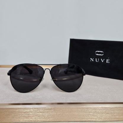 Jet by Nuvé Eyewear – Black Aviator Sunglasses