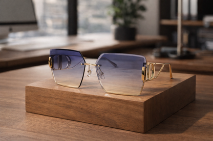 Dynasty Rimless Oversized Square–Blue Gradient