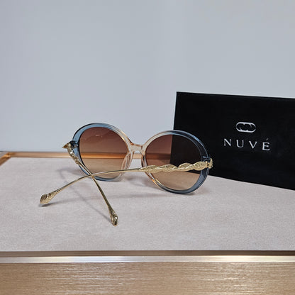 Nuvé Muse Round Acetate Sunglasses – Gold Leaf Temple